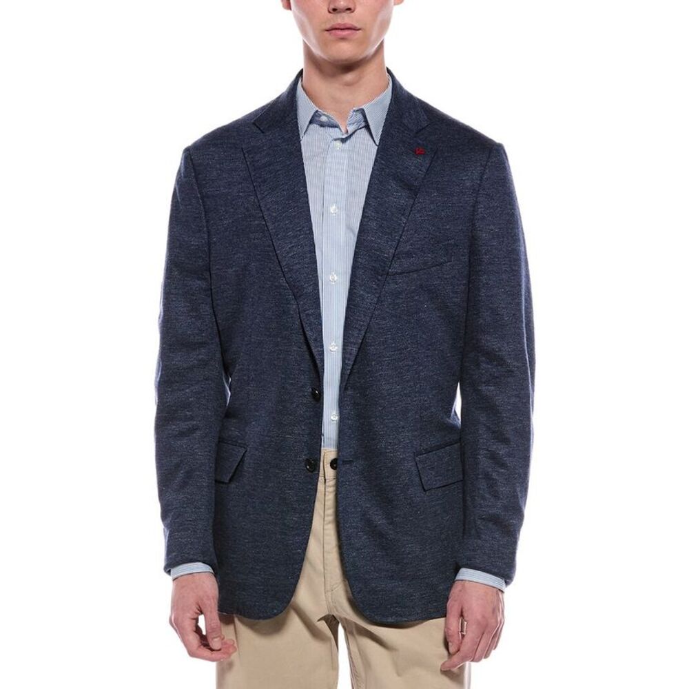 Isaia Mens  Linen Jacket, Blue